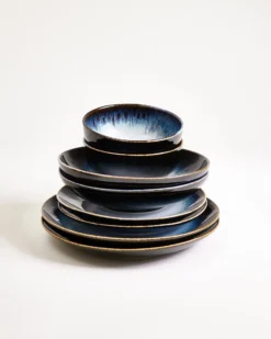 Alcachofra Geschirr-Set schwarzblau 8-teilig