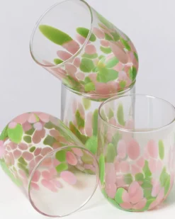 Alegria Glas groß rosa grün 4er-Set