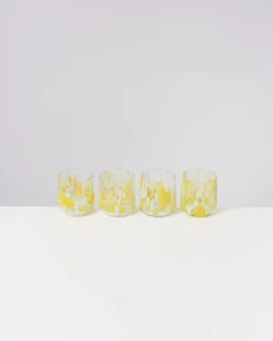 Alegria - Set of 4 glasses small big drops yellow