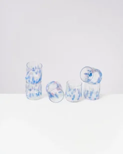 Alegria - Set of 6 glasses small big drops blue