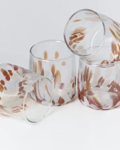 Alegria set of 4 glasses small big drops amber sand