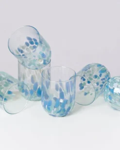 Alegria set of 6 glass large drops blue white