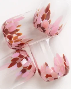 Alegria set of 4 glass large drops amber pink