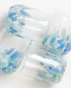 Alegria set of 4 glass large drops blue white