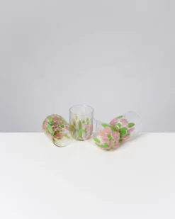 Alegria set of 4 glass large drops pink green
