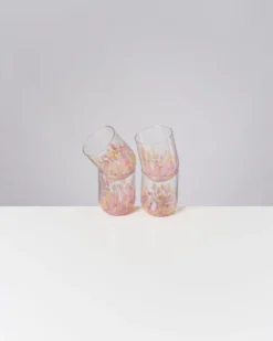 Alegria set of 4 glass large drops pink sand