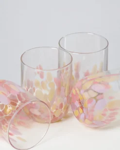 Alegria set of 4 glass large drops pink sand