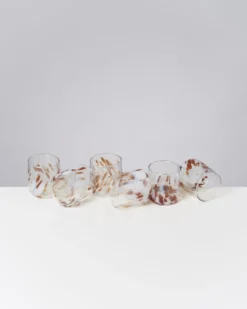 Alegria - Set of 6 glass small big drops amber sand