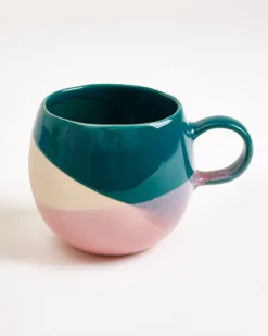 Bica - Large mug dark green sand pink