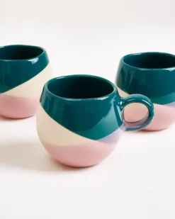 Bica mug small dark green pink cream