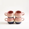 Bica - Set of 4 Espressocups pink navy cream