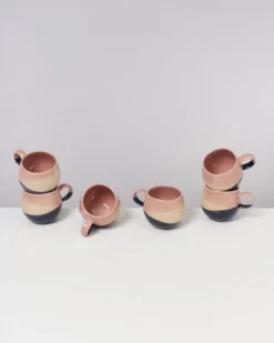 Bica - Set of 6 Mugs small pink navy cream