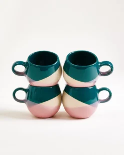 Bica Tasse klein dunkelgrün sand rosa 4er-Set
