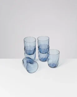 Calma Glas groß swirl blau 6er-Set