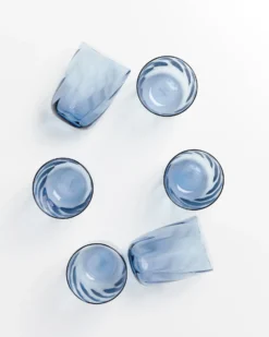 Calma set of 6 glasses large swirl blue