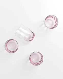Calma - Set of 4 glass large swirl purple