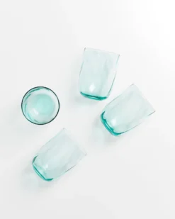 Calma set of 4 glass large swirl green
