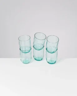 Calma - Set of 6 glass large swirl green