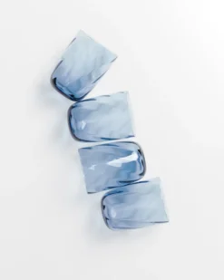 Calma - Set of 4 glass large swirl blue