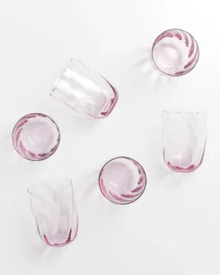 Calma - Set of 6 glass large swirl purple