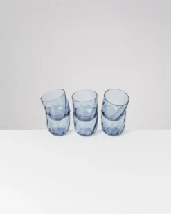 Calma - Set of 6 glass small swirl blue