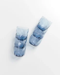 Calma - Set of 6 glass small swirl blue
