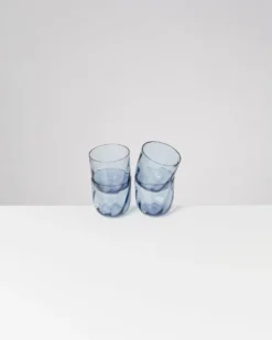 Calma - Set of 4 glass small swirl blue
