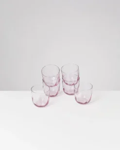 Calma - Set of 6 glass small swirl purple