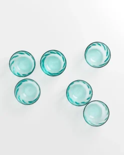 Calma - Set of 6 small glass swirl green