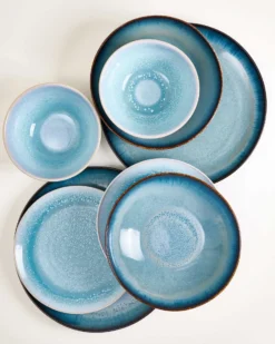 Geschirr-Set Soft Tide aqua grünblau 16-teilig