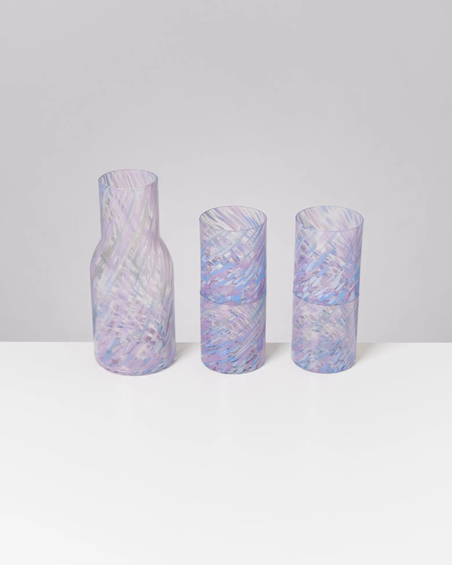 Joia Glas groß drops blau lila 5er-Set