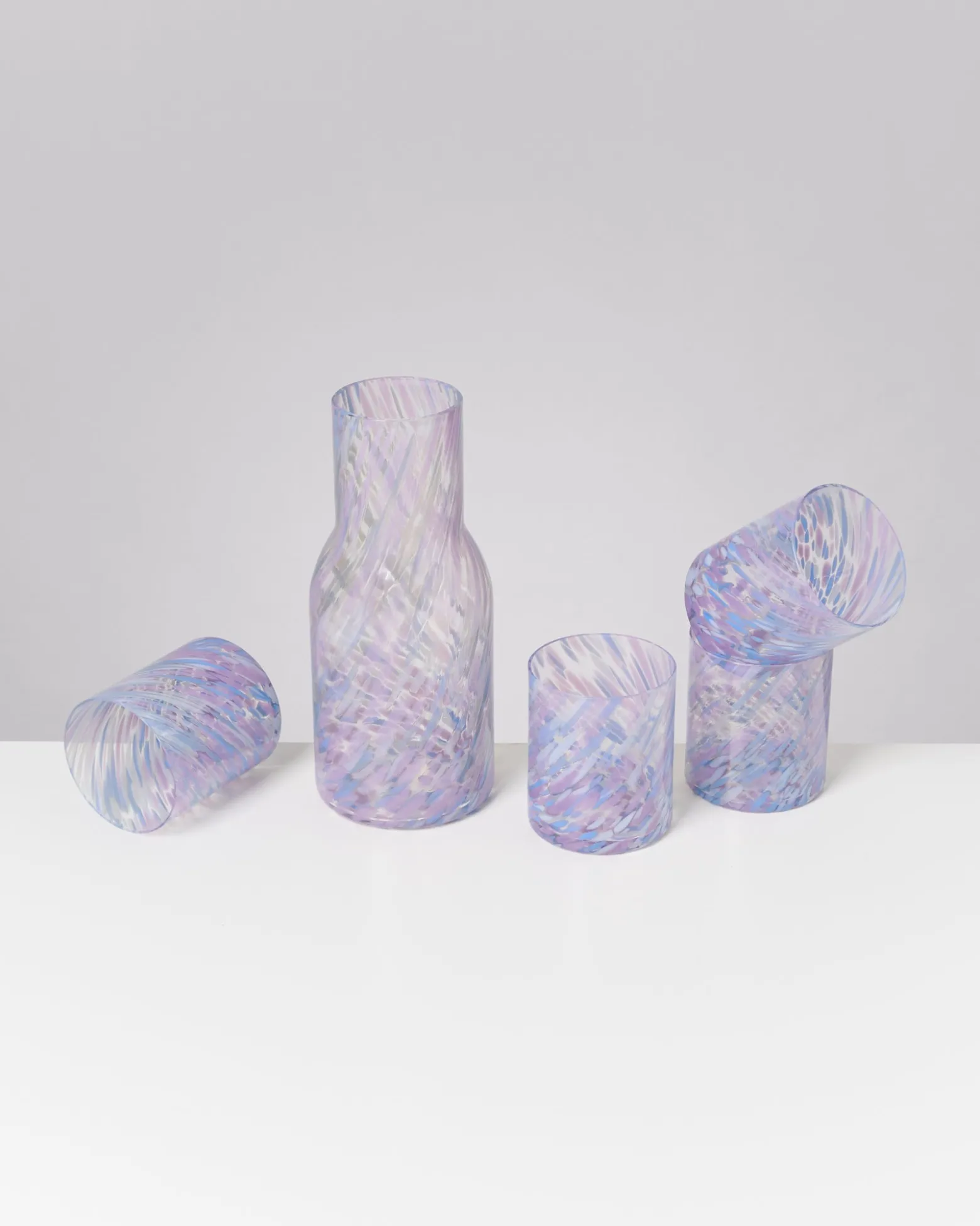 Joia Glas groß drops blau lila 5er-Set