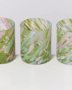 Joia Glas groß drops grün rosa