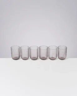 Joia Glas klein riffled grau 6er-Set