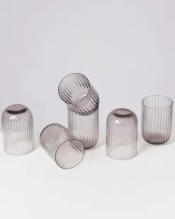 Joia Glas klein riffled grau 6er-Set