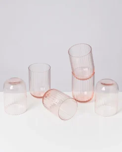 Joia Glas klein riffled rosé 6er-Set
