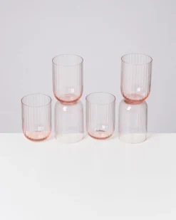 Joia Glas klein riffled rosé 6er-Set