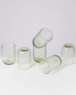 Joia Glas klein riffled smaragd 6er-Set