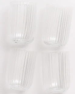 Joia Glas klein riffled transparent 4er-Set