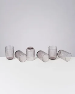 Joia - Set of 6 glass riffled amethist