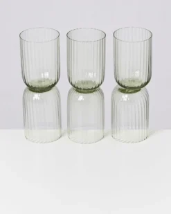 Joia - Set of 6 glass riffled emerald