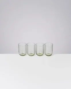 Joia - Set of 4 glass riffled emerald