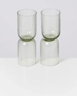 Joia - Set of 4 glass riffled emerald