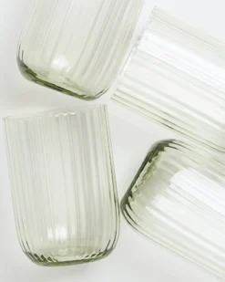 Joia - Set of 4 glass riffled emerald