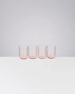 Joia - Set of 4 glass riffled pink opal
