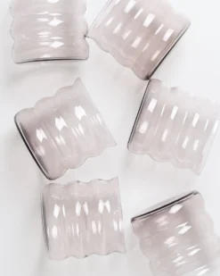 Joia - Set of 6 glass small bubble amethyst