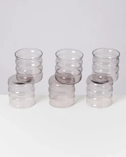 Joia - Set of 6 glass small bubble amethyst