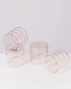 Joia - Set of 4 glass small bubble pink opal