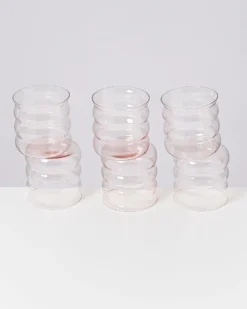 Joia - Set of 6 glass small bubble pink opal