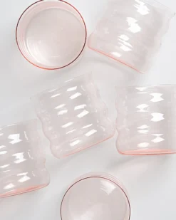 Joia - Set of 6 glass small bubble pink opal